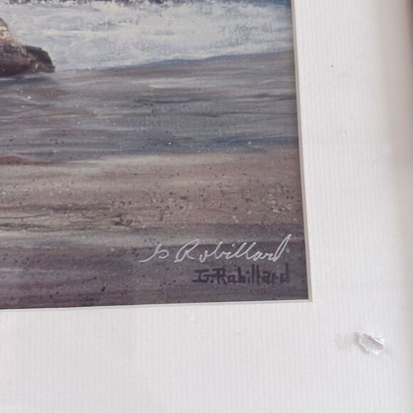 Signed Gerald A Robillard Nautical Seaside Print Rocky Beach with Seagulls - Picture 3 of 12